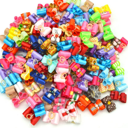 10Pcs Handmade Pet Dog Bow Diamond Pearl Pet Supplies Pet Hair Bows Boutique Puppy Pet Dog Grooming Accessories for Small Dogs