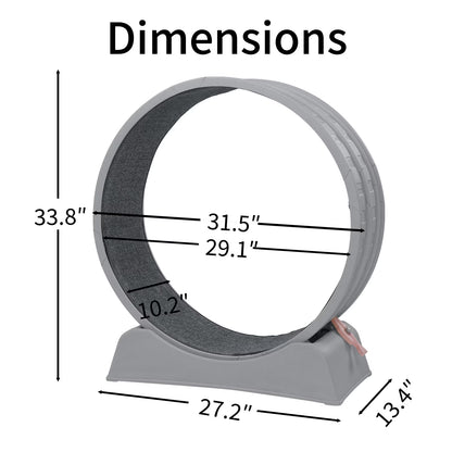 Cat Exercise Wheel 31.5In round Gray PP Treadmill Indoor Running Toy Silent Rollers Safety Lock Removable Carpet Scratch Pad Tool Free Assembly 14.3Lbs Sturdy Base Interactive Stick Pet Fitness Home