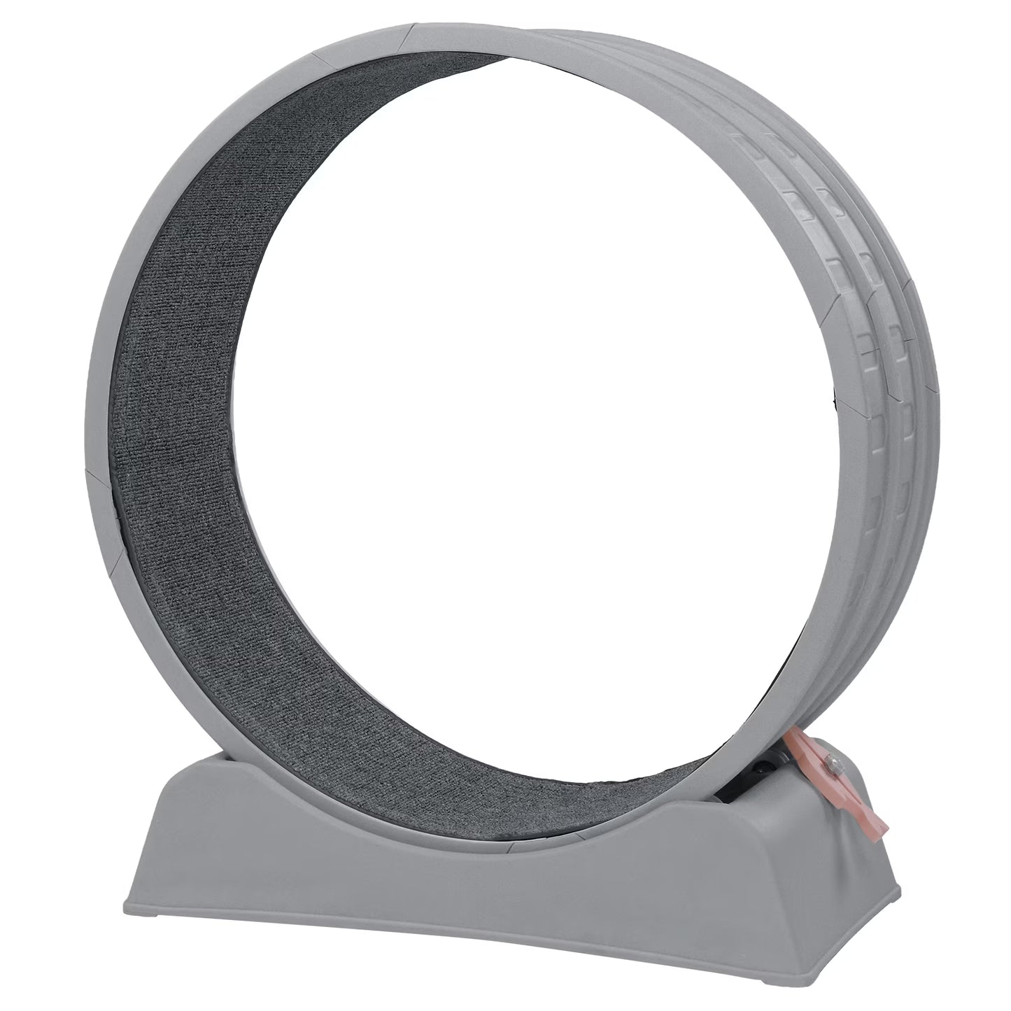 Cat Exercise Wheel 31.5In round Gray PP Treadmill Indoor Running Toy Silent Rollers Safety Lock Removable Carpet Scratch Pad Tool Free Assembly 14.3Lbs Sturdy Base Interactive Stick Pet Fitness Home