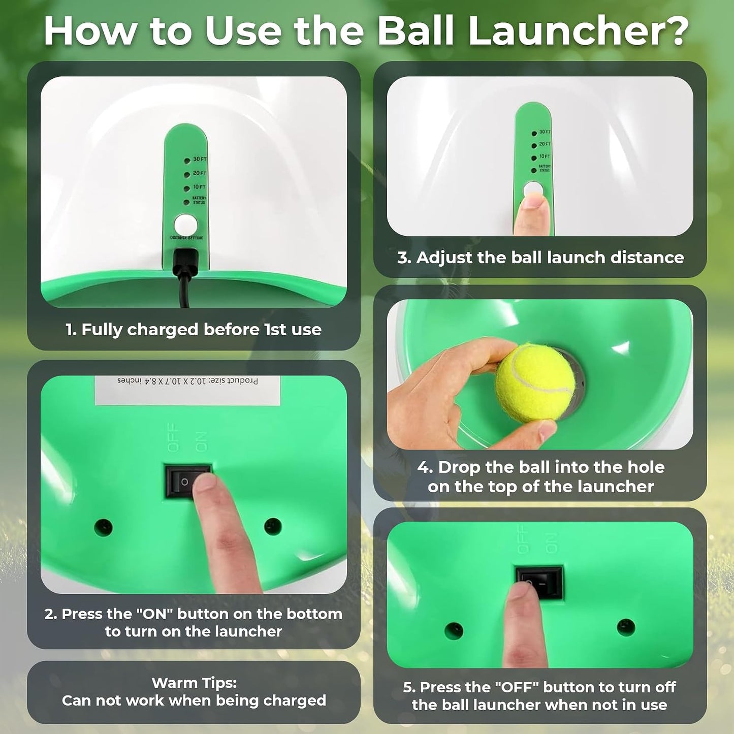 Automatic Ball Launcher for Dogs with 10 Balls (2 Inch), Dog Ball Launcher with 3 Range Modes (10/20/30Ft), Rechargeable Dog Balls Thrower for Small-Medium Dogs,Indoor/Outdoor Pet Fetch Machine