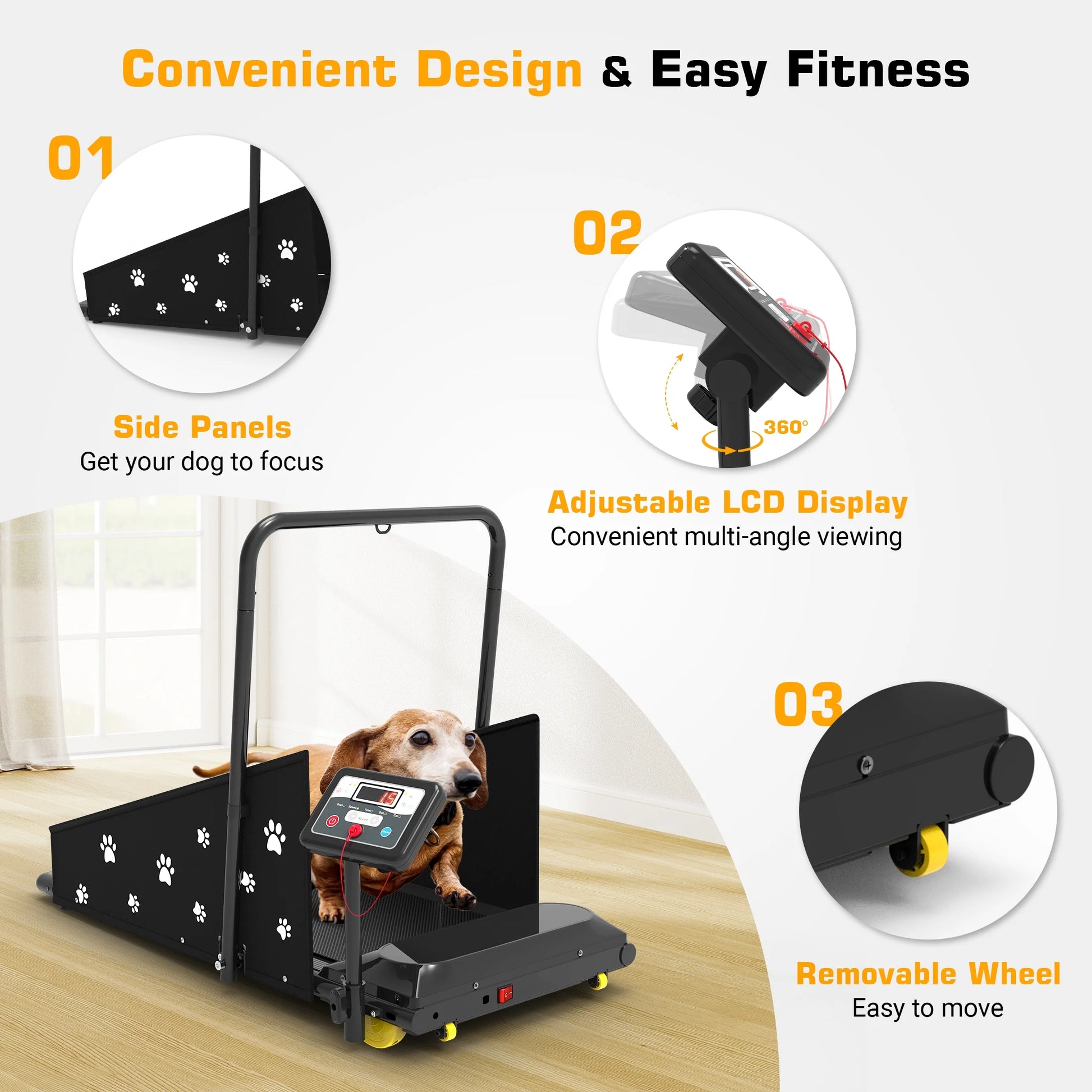 Dog Treadmill, Indoor Pet Fitness Machine for Small & Medium Dogs, 265LB Capacity, LCD Display & Remote