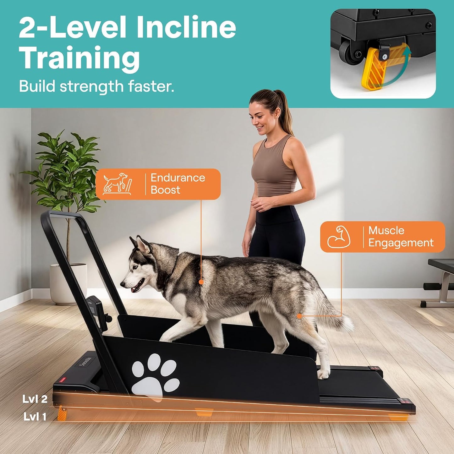 Foldable Dog Treadmill with Incline and Remote Control, Foldable Treadmill for Indoor Pet Exercise with Shock Absorbing Belt, Safety Key, LED Display, Quiet Motor, and 0.5-5 MPH Speed