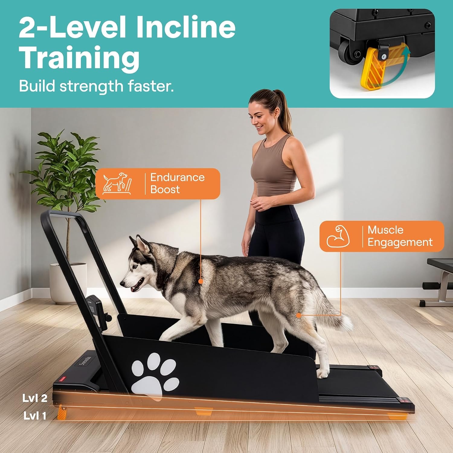 Foldable Dog Treadmill with Incline and Remote Control, Foldable Treadmill for Indoor Pet Exercise with Shock Absorbing Belt, Safety Key, LED Display, Quiet Motor, and 0.5-5 MPH Speed