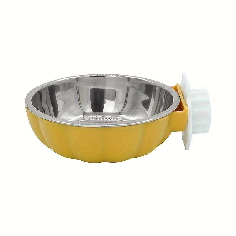 Pumpkin Shaped Small Pet Food and Water Bowl, Movable and Lifting Pet Carrier Bowl Pet Feeding Supplies