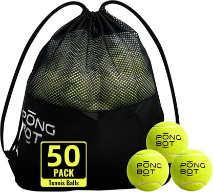 50 Pack Tennis Balls with Bag, Pressureless and High Elasticity for Practice, Exercise, Beginner Training Play