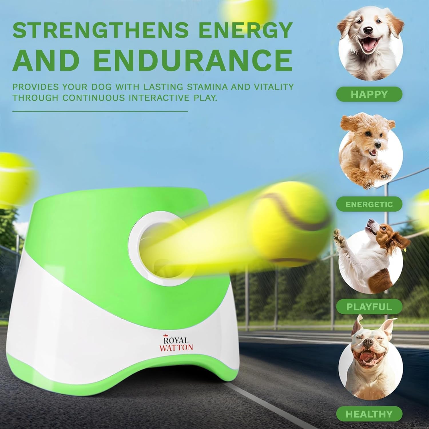 Automatic Ball Launcher for Dogs with 10 Balls (2 Inch), Dog Ball Launcher with 3 Range Modes (10/20/30Ft), Rechargeable Dog Balls Thrower for Small-Medium Dogs,Indoor/Outdoor Pet Fetch Machine