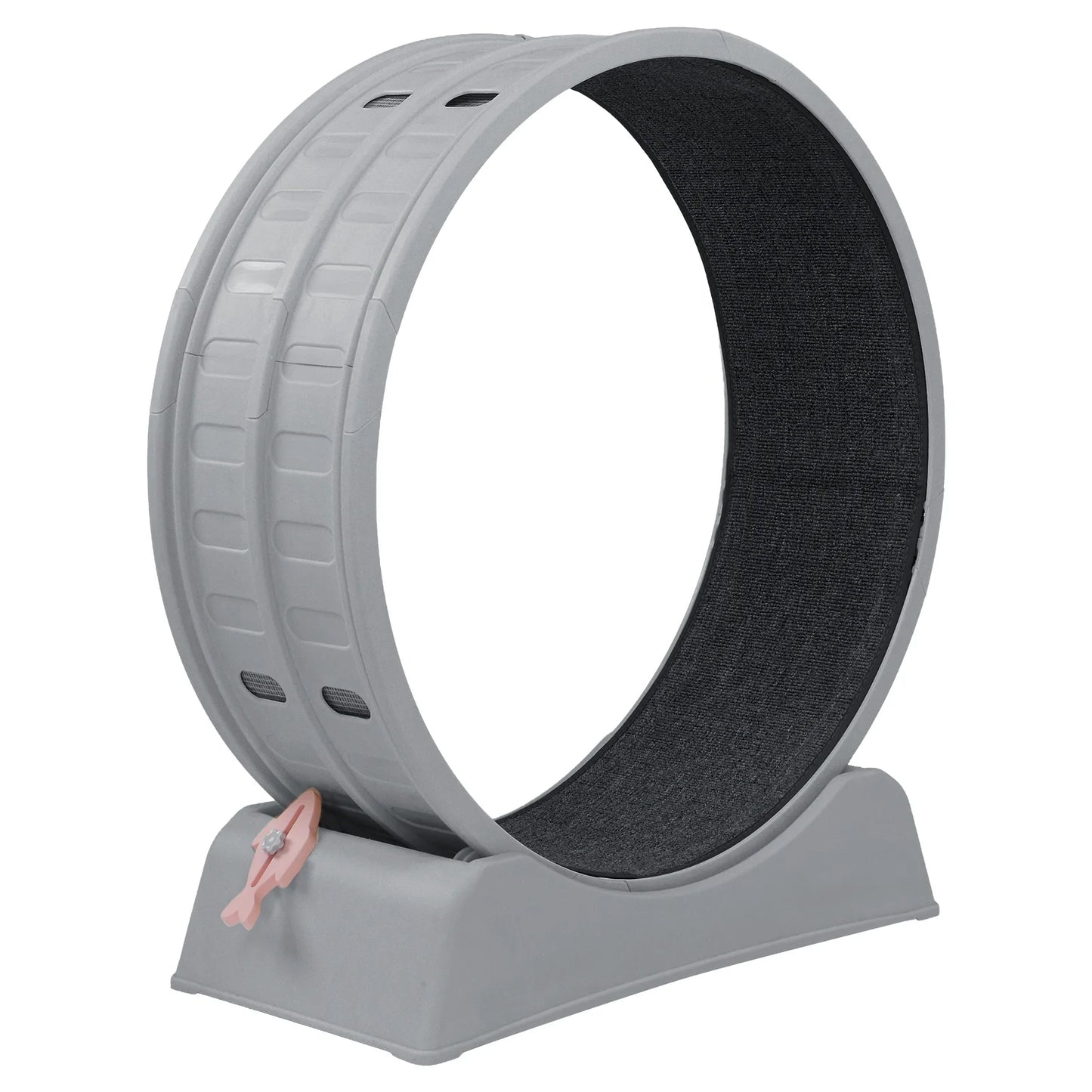 Cat Exercise Wheel 31.5In round Gray PP Treadmill Indoor Running Toy Silent Rollers Safety Lock Removable Carpet Scratch Pad Tool Free Assembly 14.3Lbs Sturdy Base Interactive Stick Pet Fitness Home