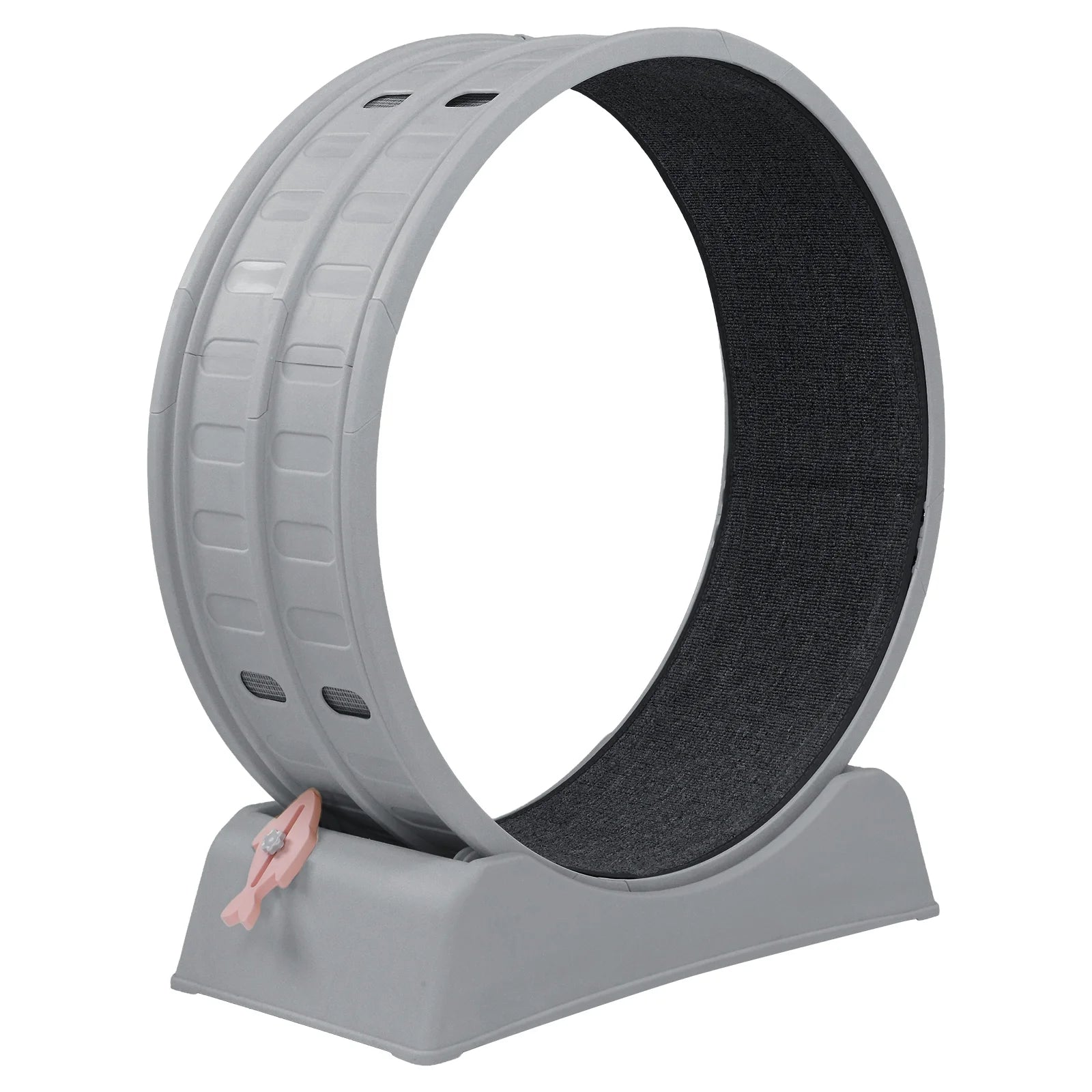 Cat Exercise Wheel 31.5In round Gray PP Treadmill Indoor Running Toy Silent Rollers Safety Lock Removable Carpet Scratch Pad Tool Free Assembly 14.3Lbs Sturdy Base Interactive Stick Pet Fitness Home