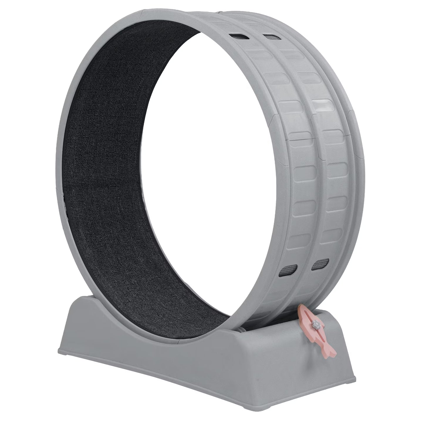 Cat Exercise Wheel 31.5In round Gray PP Treadmill Indoor Running Toy Silent Rollers Safety Lock Removable Carpet Scratch Pad Tool Free Assembly 14.3Lbs Sturdy Base Interactive Stick Pet Fitness Home