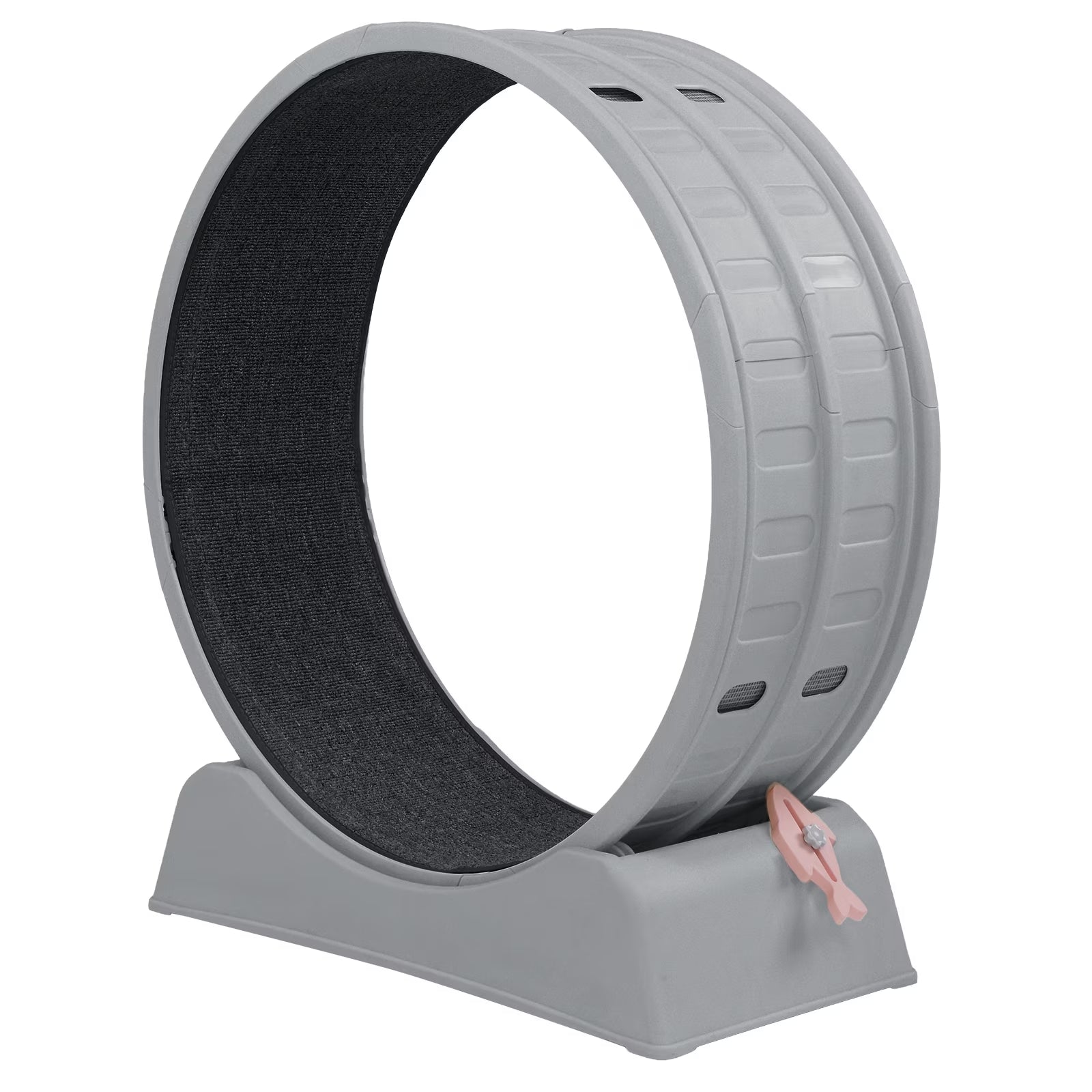 Cat Exercise Wheel 31.5In round Gray PP Treadmill Indoor Running Toy Silent Rollers Safety Lock Removable Carpet Scratch Pad Tool Free Assembly 14.3Lbs Sturdy Base Interactive Stick Pet Fitness Home