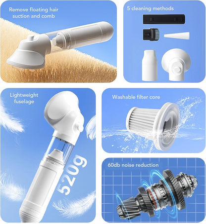 Dog Grooming Vacuum, Pet Hair Removal Kit with 1800Mah Battery, Portable Suction for Home