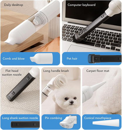 Dog Grooming Vacuum, Pet Hair Removal Kit with 1800Mah Battery, Portable Suction for Home