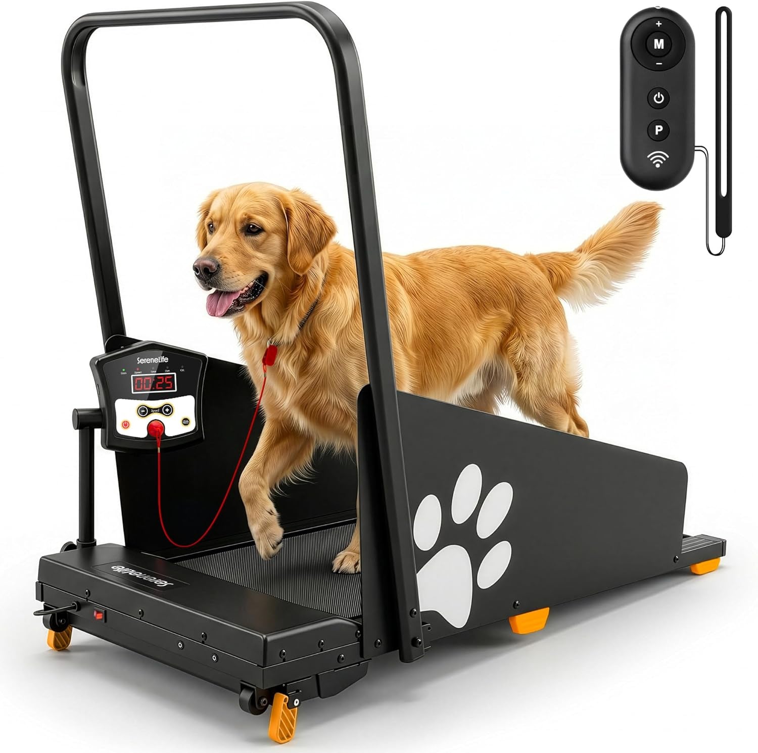 Foldable Dog Treadmill with Incline and Remote Control, Foldable Treadmill for Indoor Pet Exercise with Shock Absorbing Belt, Safety Key, LED Display, Quiet Motor, and 0.5-5 MPH Speed
